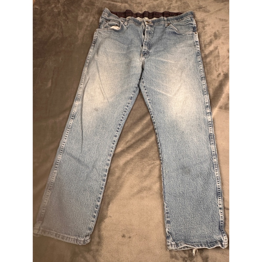 Wrangler Regular Fit Light Wash Denim Jeans 38x30 855WAQD Mens Blue Straight Leg - Picture 1 of 12